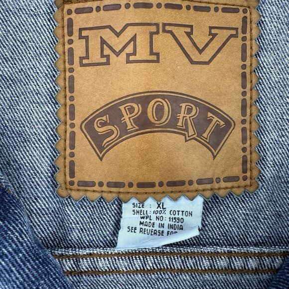 Vintage MV Sport Denim Jacket XL Wynn’s Racing Logo Embroidered Jean Trucker - Picture 3 of 13